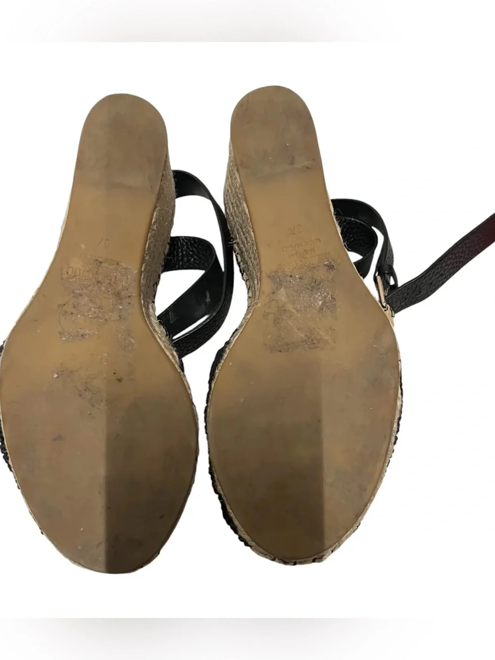 Valentino Garavani Black Woven Espadrille Wedge Sandals